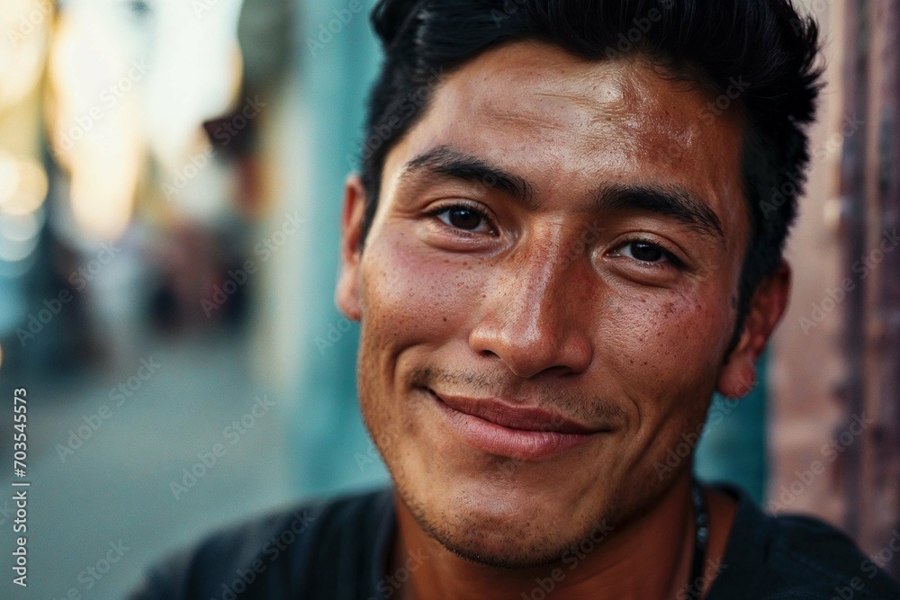 Street style photograph close-up of an latin man in the city Street style photograph close-up of an latin man in the city