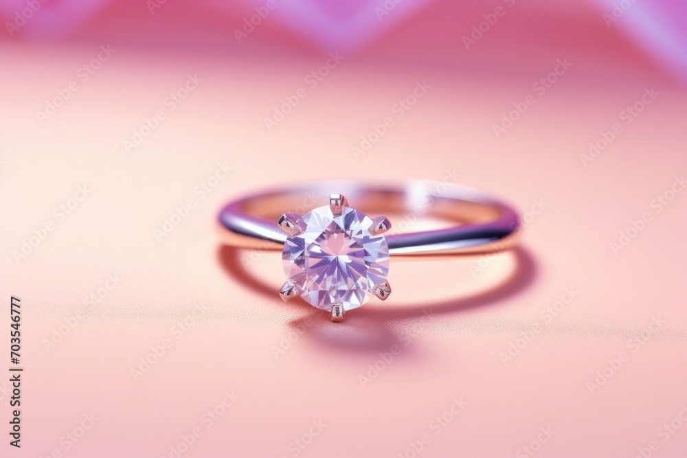 Wedding ring on a pink background with palm leaf, close up, AI Generated Wedding ring on a pink background with palm leaf, close up, AI Generated