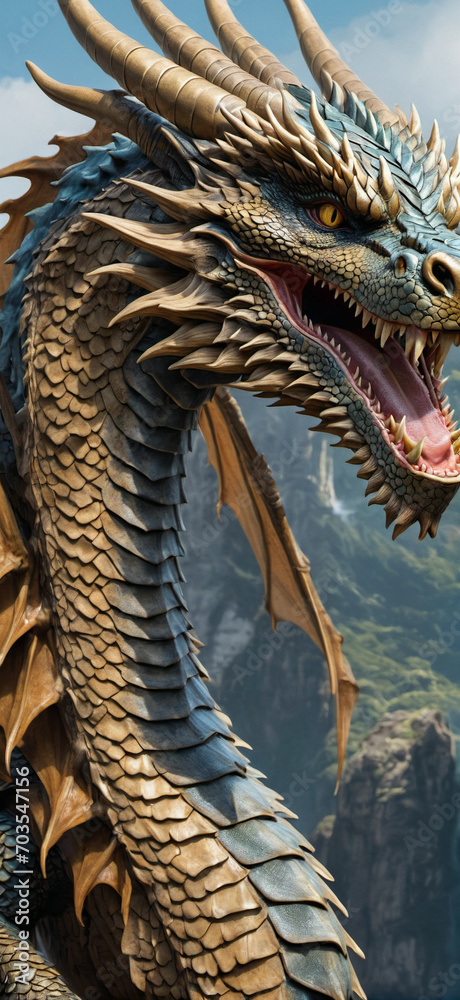 Generative AI illustration of a wyrm dragon high resolution vertical wallpaper dragon iphone wallpaper
