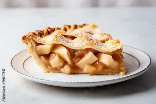 Delicious Slice of Apple Pie on a Kitchen Counter