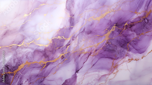 Abstract lilac marble background with golden veins pain