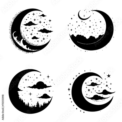 Moon svg, moon png, summer clipart, clipart, moon illustration, palm, tree, beach, tropical, vector, summer, illustration, island, silhouette, sea, sun, nature, travel, ocean, sunset, design, sky, lan