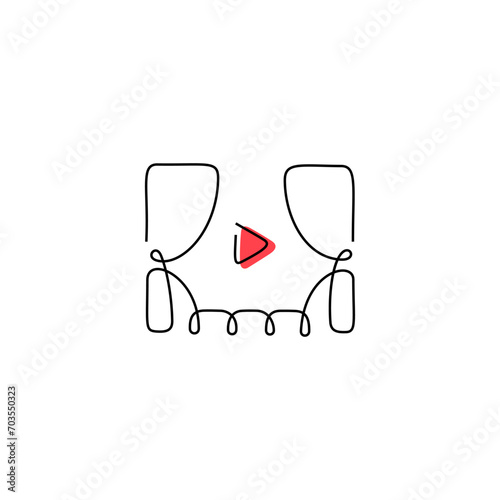Online cinema continuous line vector icon