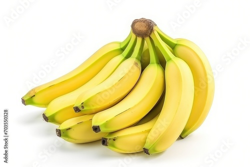 Bunch of bananas isolated on white background. Bananas with leaves Clipping Path. Professional food photography