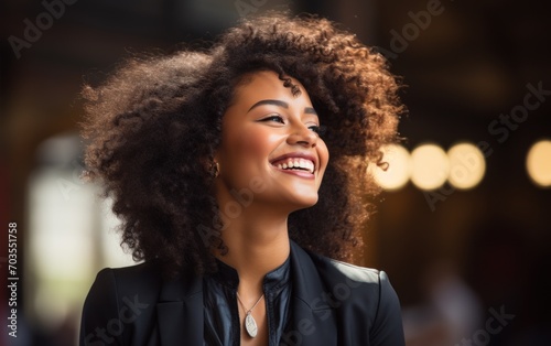 Portrait of beautiful young African American woman with afro hairstyle