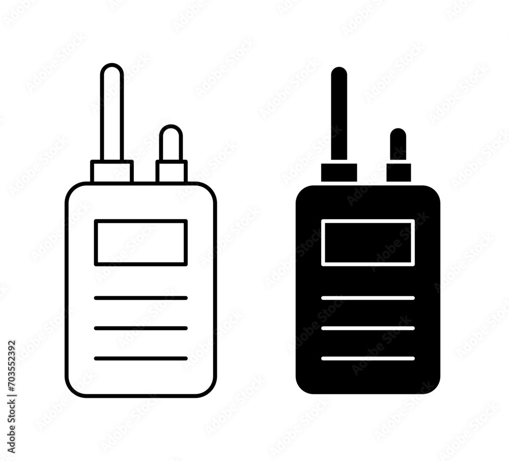 Walkie talkie outline icon collection or set. Walkie talkie Thin vector line art Walkie talkie outline icon collection or set. Walkie talkie Thin vector line art