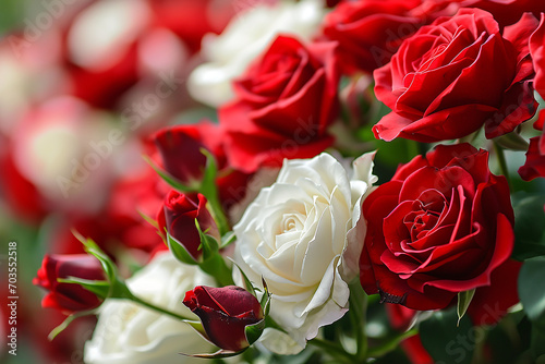 Striking Red and White Rose Background Created with Generative AI Tools