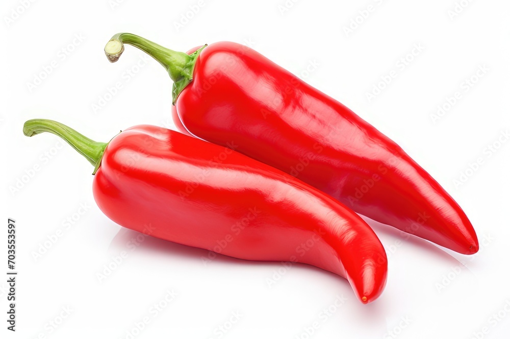 peppers red on a white background. Clipping Path

