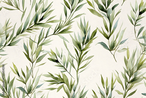 Seamless watercolor herbal pattern. Design for textile, wallpaper, wrapping paper. Illustration in cookbook or culinary guide. Print for eco-friendly home textile photo