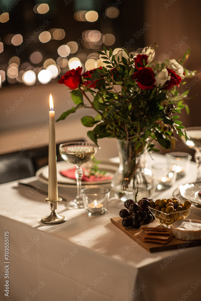 festive table serving at home on valentine's day festive table serving at home on valentine's day