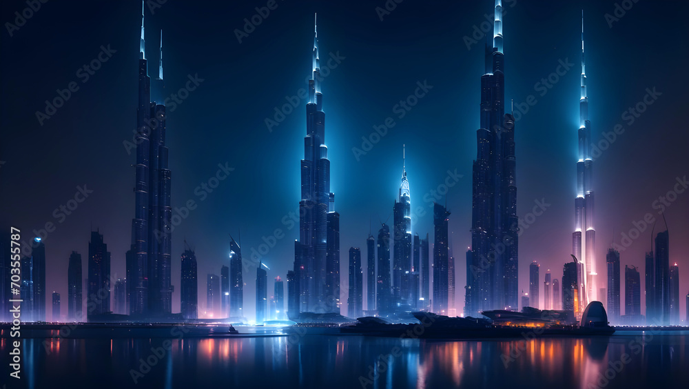 City skyline at night Ai Generated