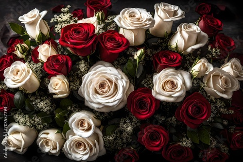 A bouquet of read and white roses sequence