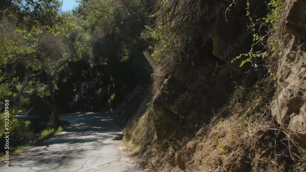 POV wide shot of car Driving rural road near Santa Barbara hill. California, USA POV wide shot of car Driving rural road near Santa Barbara hill. California, USA