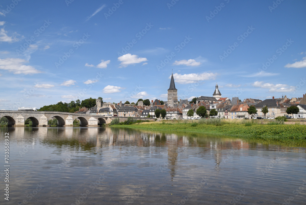 The Loire river: summer landscape near the small French town of Charité-sur-Loire