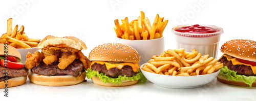 Fast food meals isolated on white background