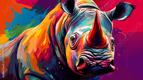 A striking painting of a rhinoceros     