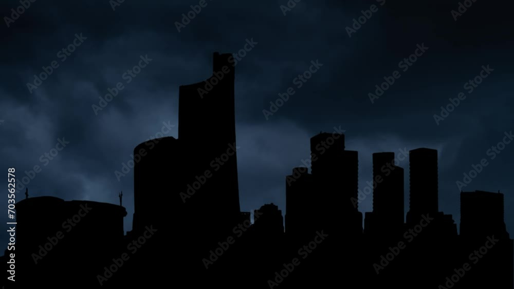 Lightning and Thunderstorm Flash over Tripoli Skyline, Capital of Libya