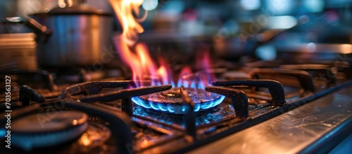 A gas stove uses flammable gas like syngas or natural gas.