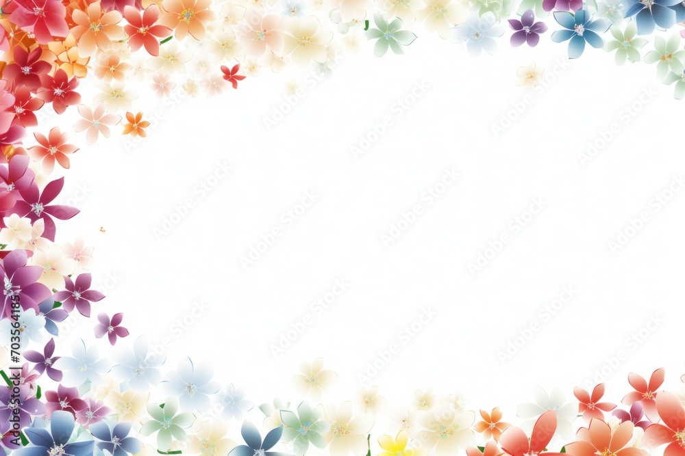 Obraz premium Frame with flowers, abstract colorful floral background, Colorful flowers in dreamy composition. 