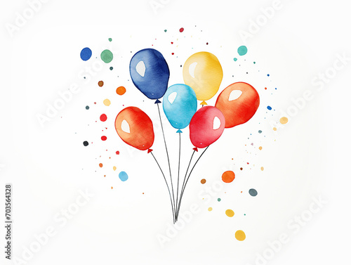 Vibrant Watercolor Balloons on white