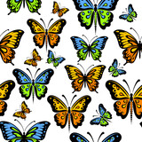 Seamless pattern of baby simple butterflies. hand drawing. Not AI, Vector illustration