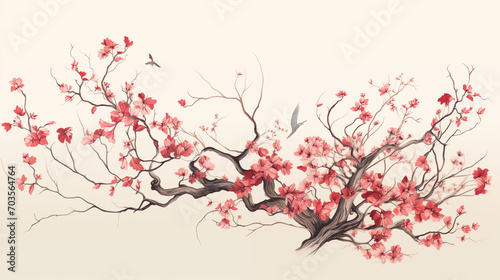 a plum blossom on a white background ai genarated ,, by pixel harbor