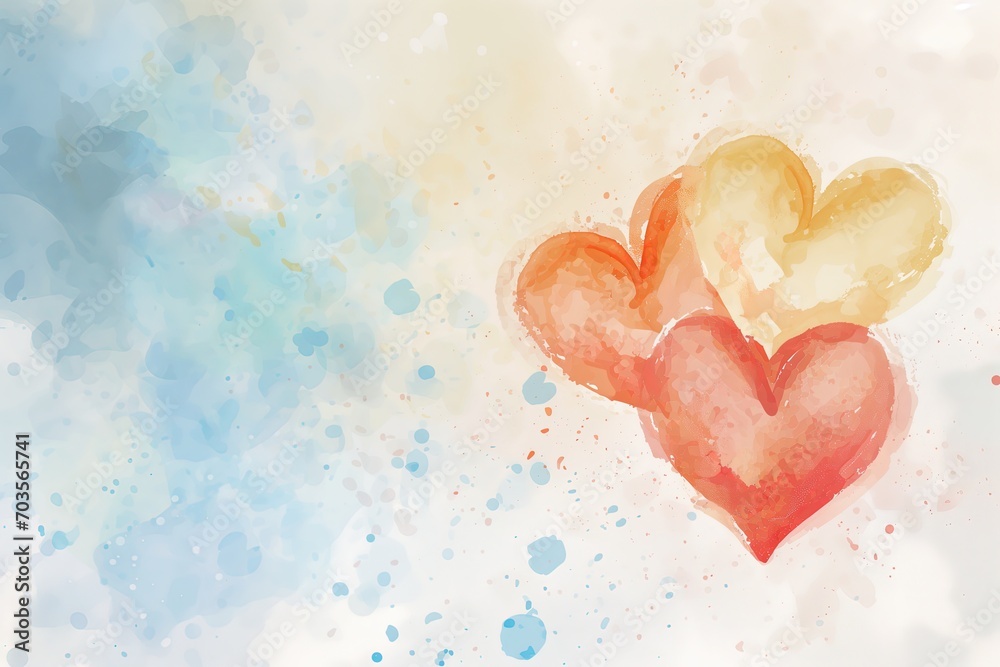 Background with watercolor hearts Background with watercolor hearts