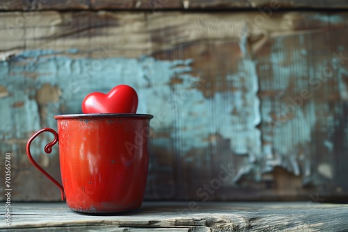 Red heart in a cup