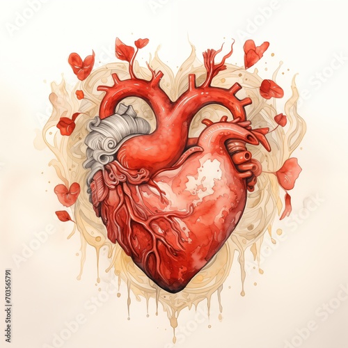Real heart watercolor