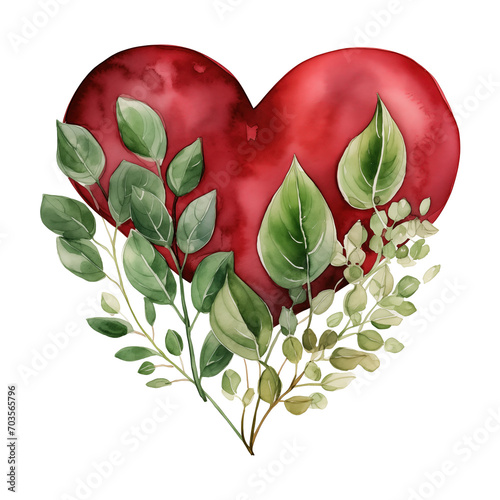 Heart with rose leaves