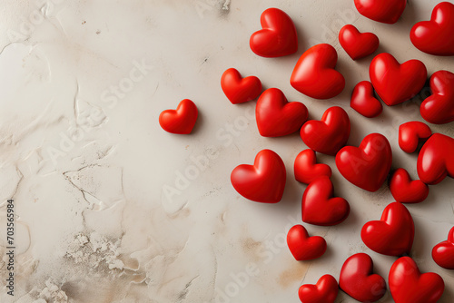 red hearts on a light background