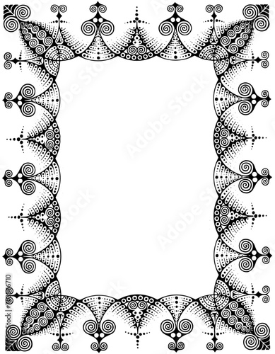 Handrawn curly and organic ornamented borders and graphic design resources for film titles, posters or food menu cards, vintage style, real antique