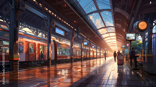lofi train station, anime style © Kpow27
