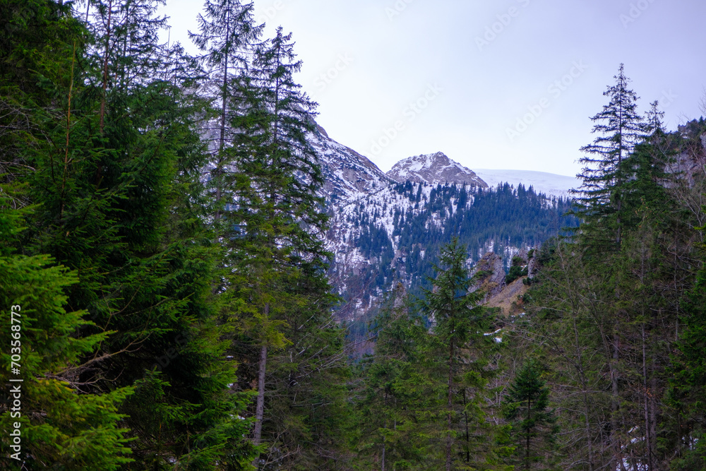 Obraz premium Tatra mountains. Winter view of the High Tatra Mountains. mountain winter landscape. Strazyska valley in summer. Tatra mountains in Poland, Europe