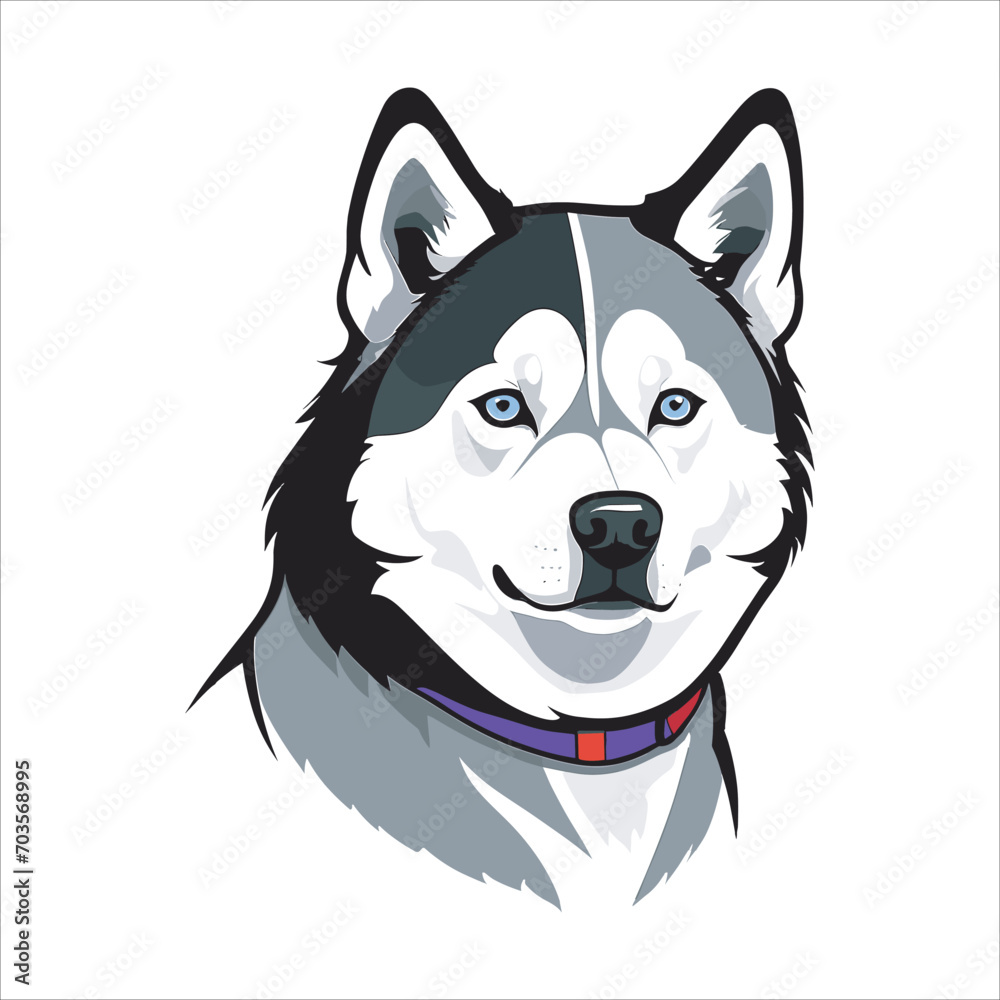 illustration potrait head of siberian husky dog