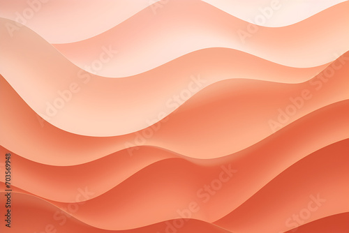 Peach fuzz background, soft waves of a coral hue in an abstract design.