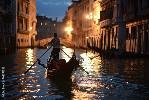 Romantic moonlit gondola ride in Venice