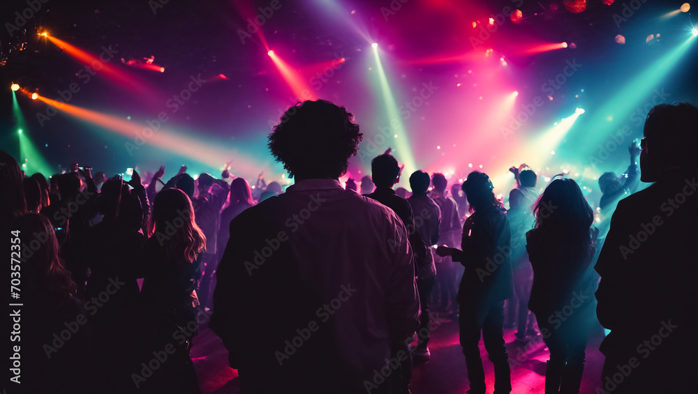 Obraz premium Silhouettes of people at a disco