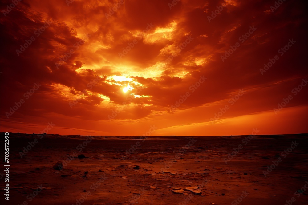 Martian Sunset. Vibrant Colors and Unique Atmospheric Phenomena in the Martian Sky