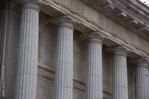 Old Montreal courthouse colonnade detail