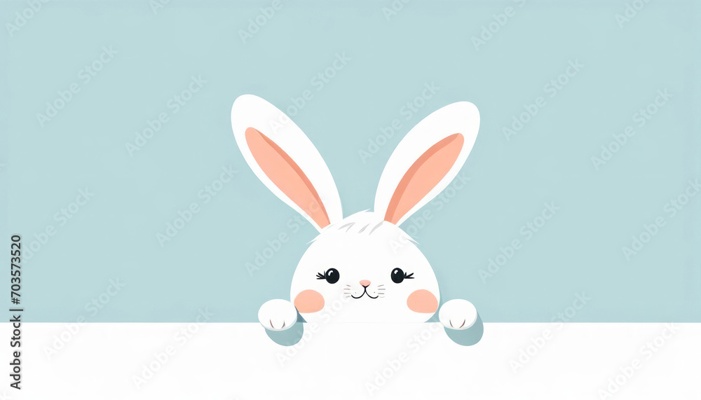 Obraz premium Cute abstract easter bunny banner with copy space