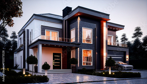 Latest Modern Style Duplex Home Exterior Design Ai generated image