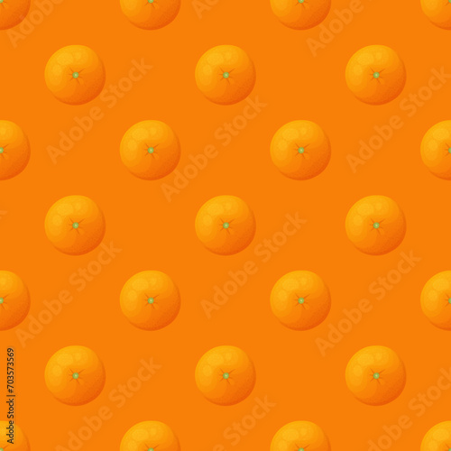 Orange fruit seamless pattern, mandarin top view vector illustration summer orange background, fresh tropical repetitive print textile design