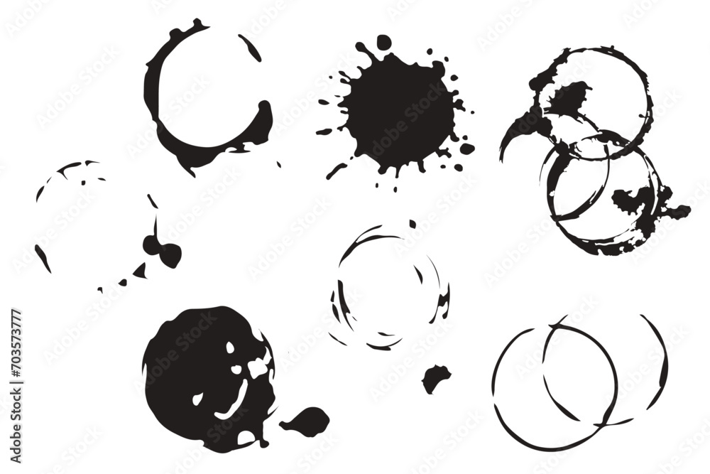 Set or collection of coffee / wine stains. Vector illustration Set or collection of coffee / wine stains. Vector illustration