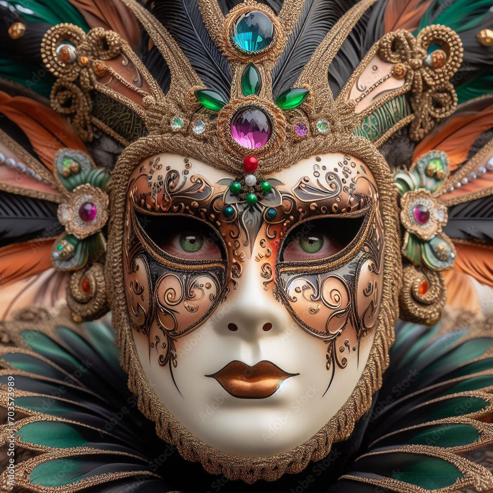 Colorful Carnival Venetian mask, Venice Close-up Colorful Carnival Venetian mask, Venice Close-up