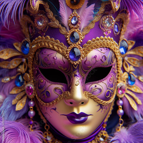 Violet purple woman Carnival Venetian mask, Venice Close-up  © Galeno