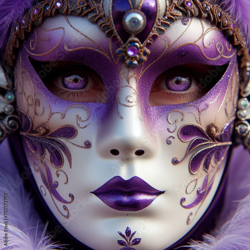 Violet purple woman Carnival Venetian mask, Venice Close-up 