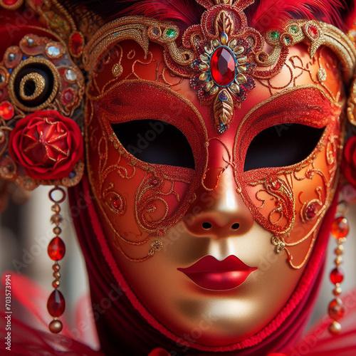 Carnival red mask Venice Close-up 