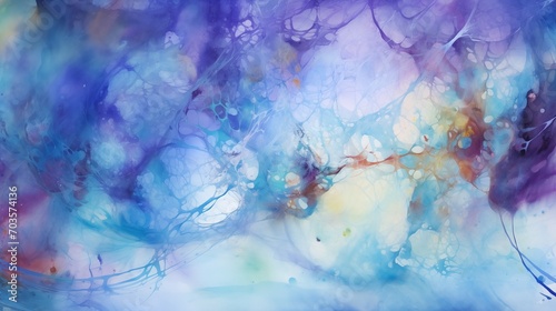 Abstract Watercolor and Acrylic Paints Artwork, Light Azure Violet Blue Purple, Dynamic and Dramatic Compositions