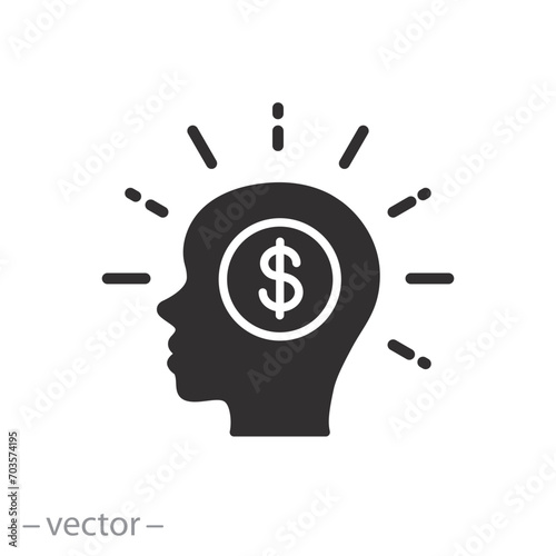 need in money icon, intrinsic motivation, financial motives, flat symbol - vector illustration